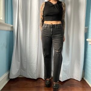 madewell mid-rise perfect vintage straight jean distressed size 27